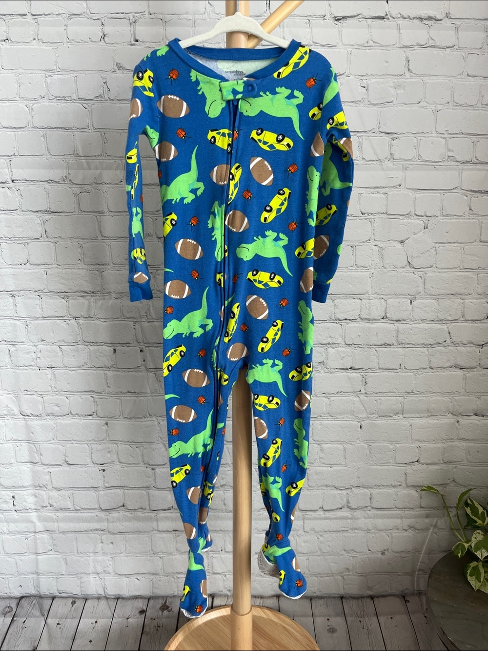 ⭐️⭐️PICK 5 / $20 Simple Joys Blue Dino & Football Kids One-Piece Pajamas